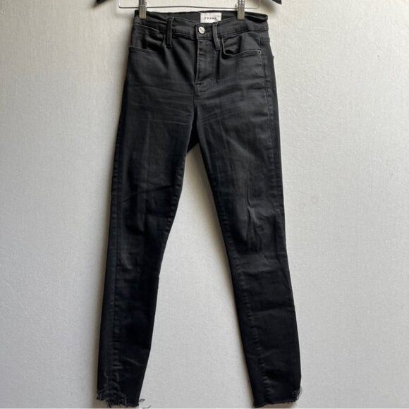 Frame Le High skinny denim fray hem jeans Sz 26 - Picture 2 of 12